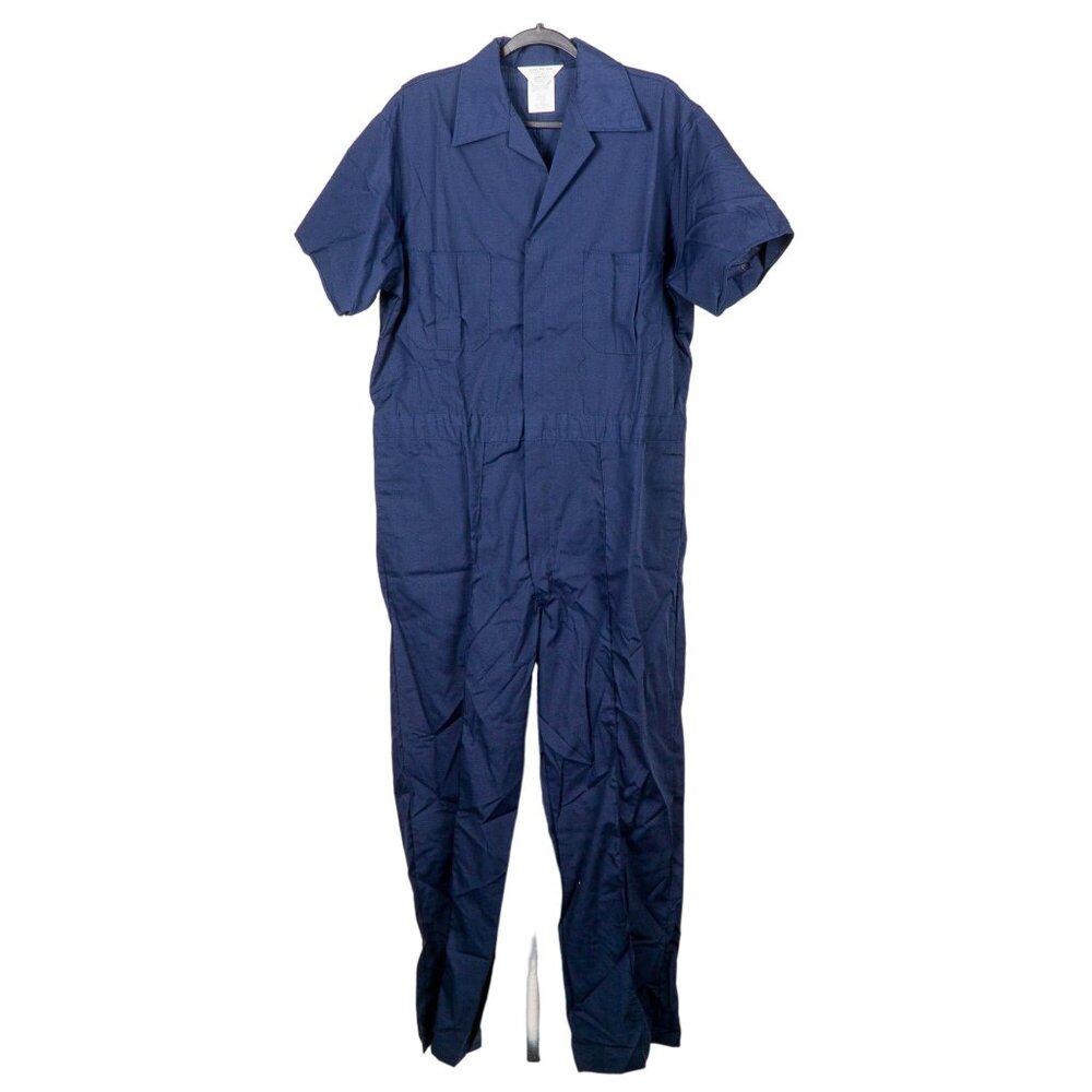 JCPenney Big Mac Coveralls 46 VTG Blue PennPrest Mechanics Jumpsuit Short Sleeve